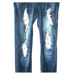 Machine Distressed Jeans